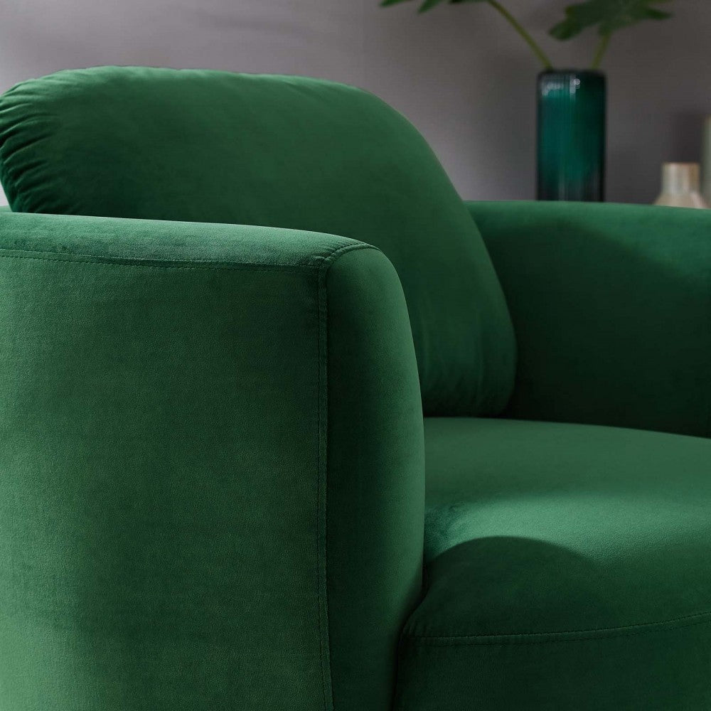 Pirouette Performance Velvet Swivel Armchair, Emerald