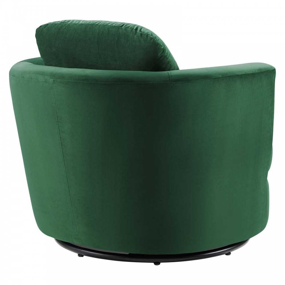 Pirouette Performance Velvet Swivel Armchair, Emerald