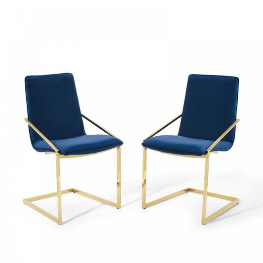 Pitch Dining Armchair Performance Velvet Set of 2, Gold Navy