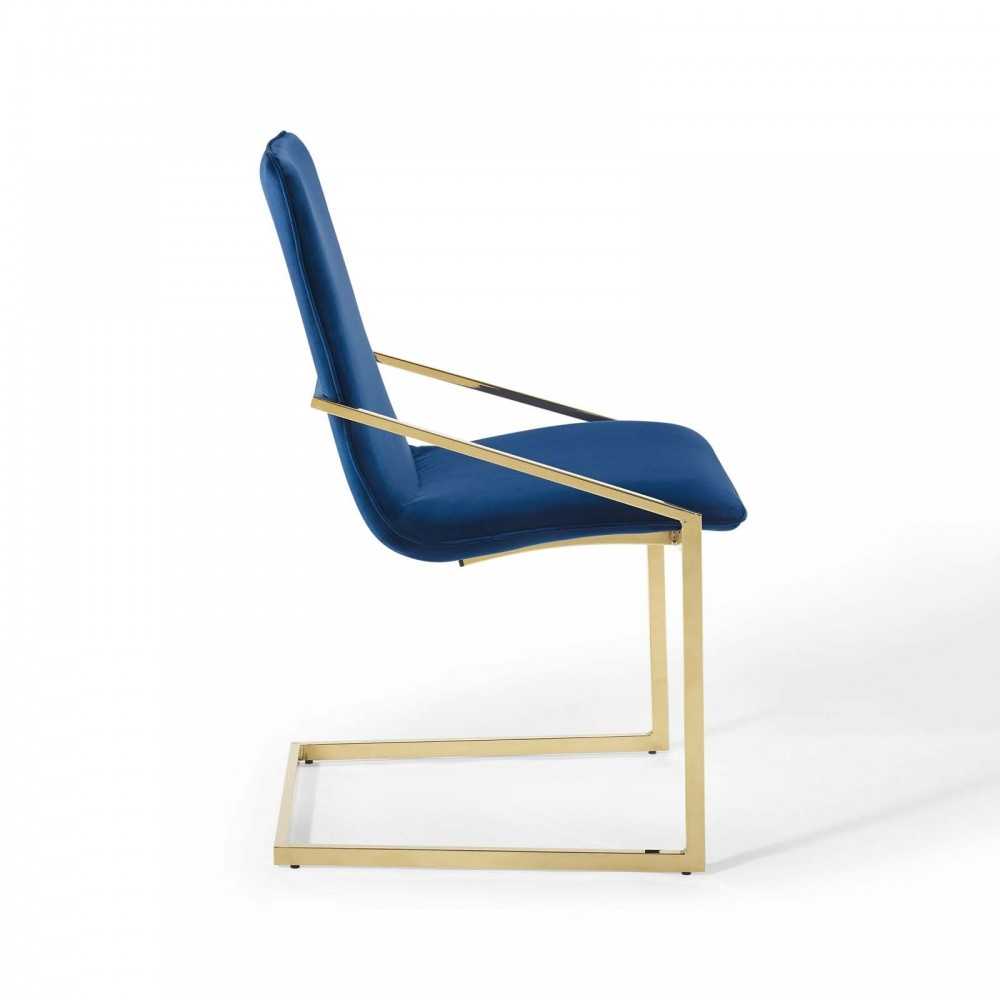 Pitch Dining Armchair Performance Velvet Set of 2, Gold Navy