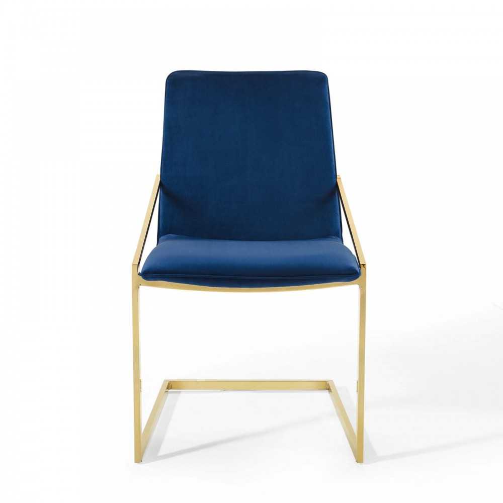 Pitch Dining Armchair Performance Velvet Set of 2, Gold Navy