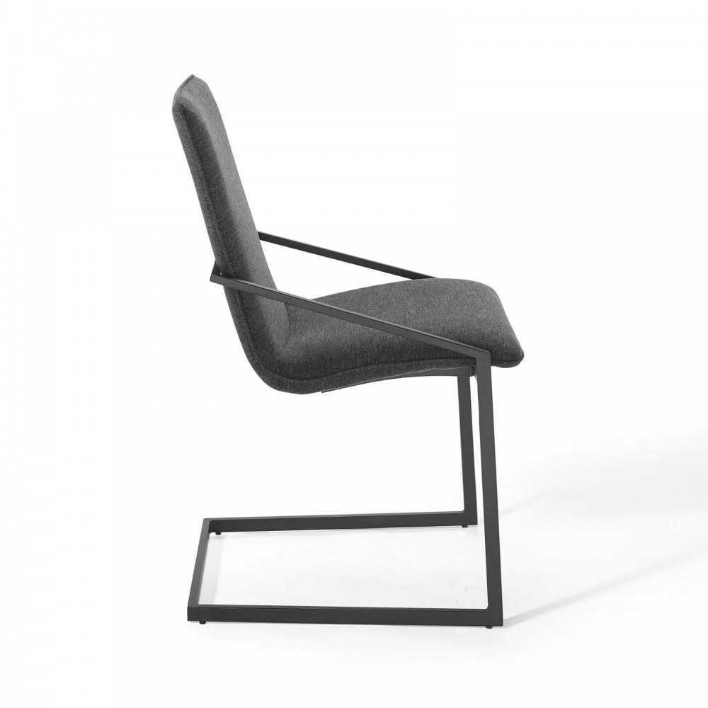 Pitch Dining Armchair Upholstered Fabric Set of 2, Black Charcoal