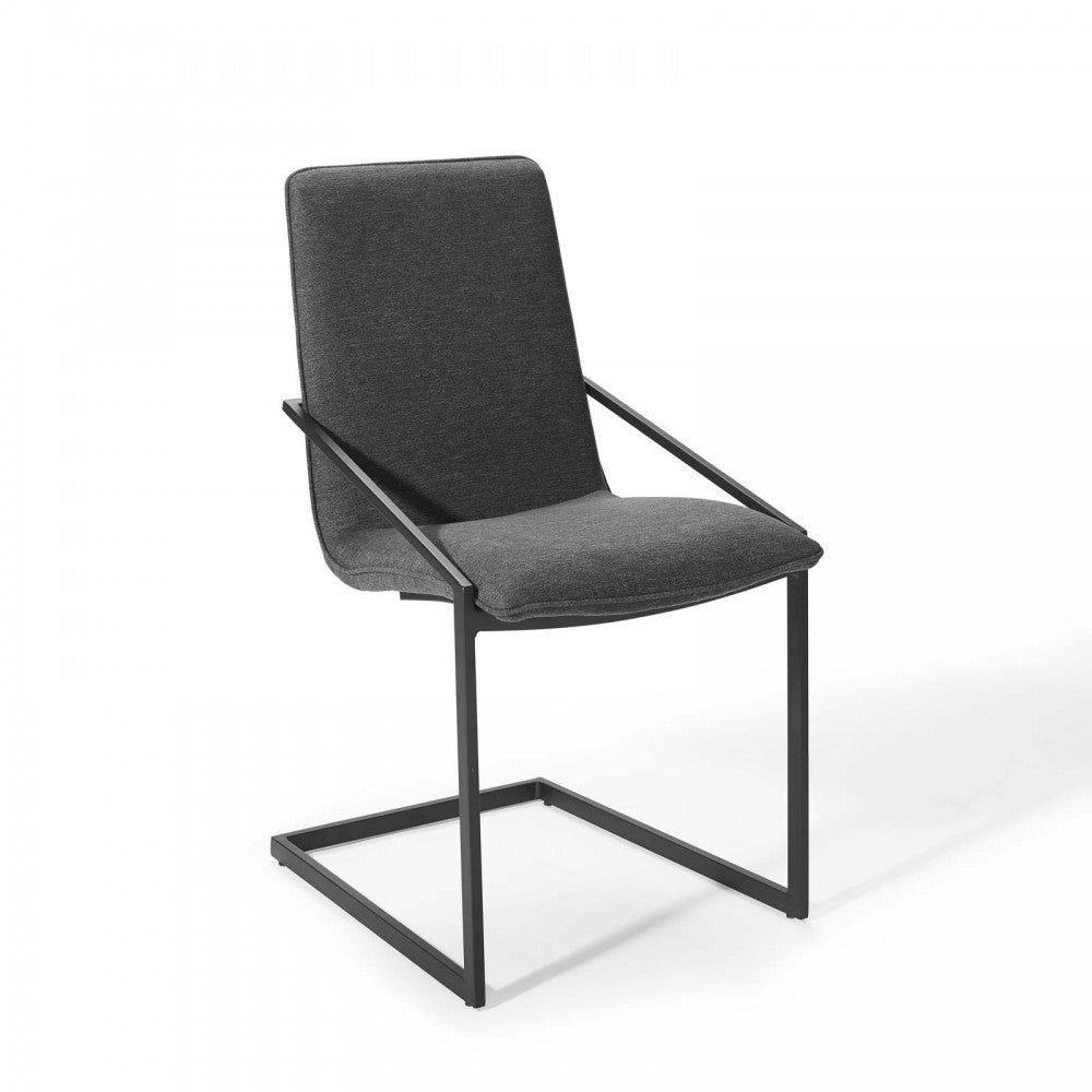 Pitch Dining Armchair Upholstered Fabric Set of 2, Black Charcoal