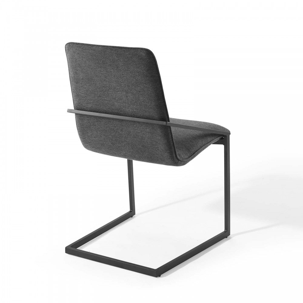 Pitch Dining Armchair Upholstered Fabric Set of 2, Black Charcoal