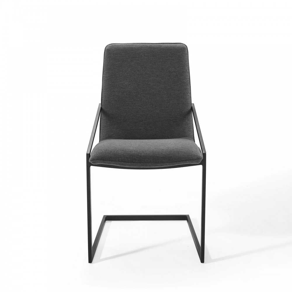 Pitch Dining Armchair Upholstered Fabric Set of 2, Black Charcoal