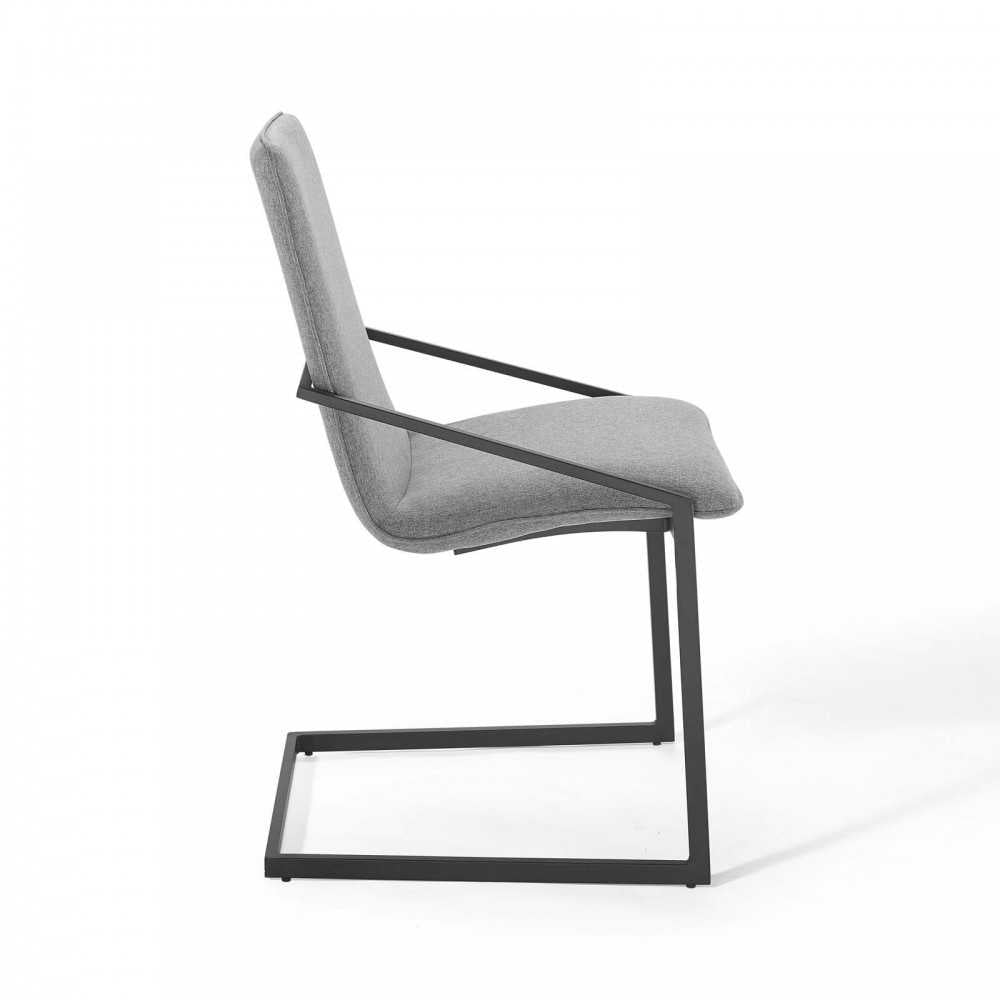 Pitch Dining Armchair Upholstered Fabric Set of 2, Black Light Gray