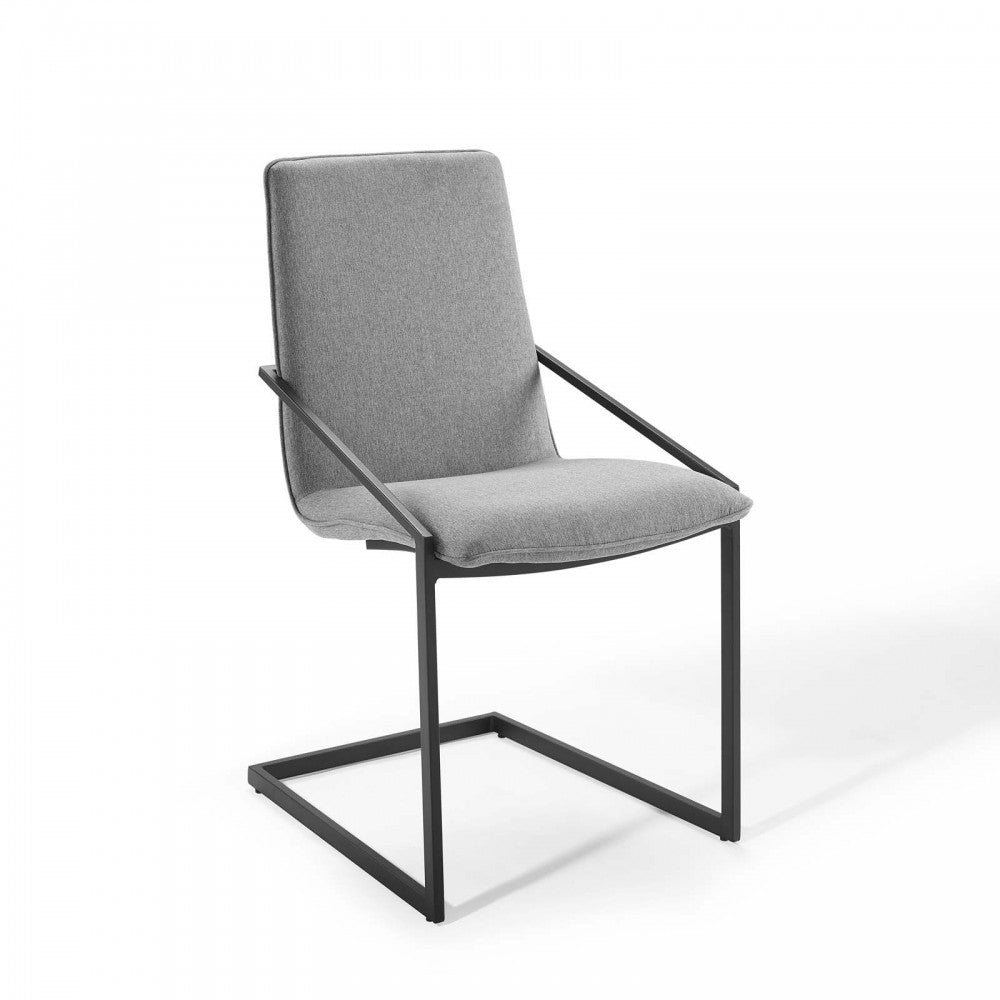 Pitch Dining Armchair Upholstered Fabric Set of 2, Black Light Gray