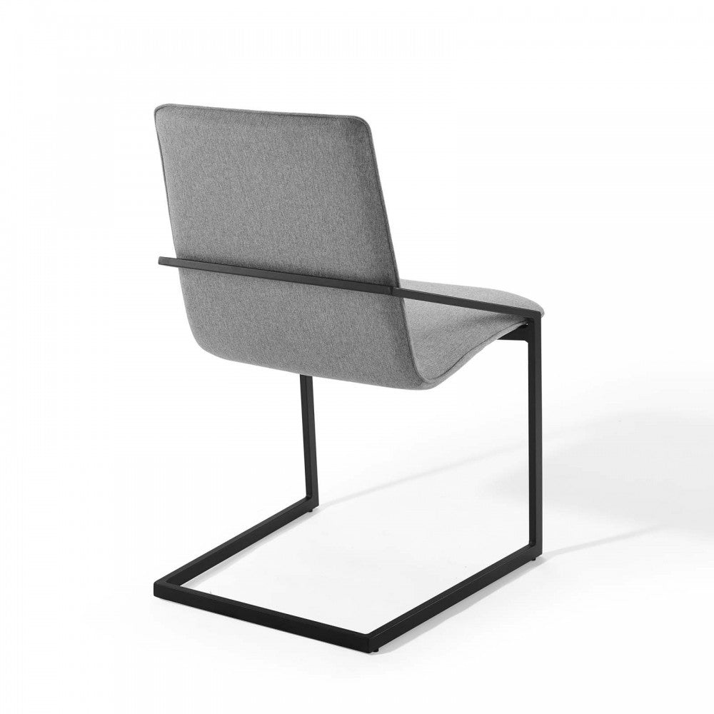 Pitch Dining Armchair Upholstered Fabric Set of 2, Black Light Gray