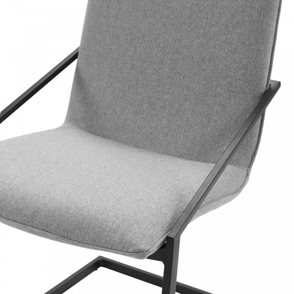 Pitch Dining Armchair Upholstered Fabric Set of 2, Black Light Gray