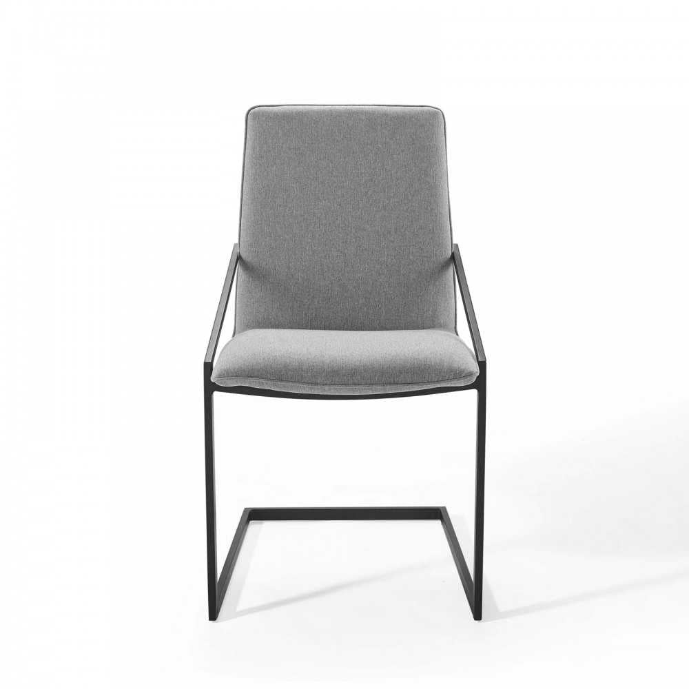 Pitch Dining Armchair Upholstered Fabric Set of 2, Black Light Gray