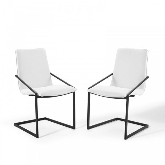 Pitch Dining Armchair Upholstered Fabric Set of 2, Black White