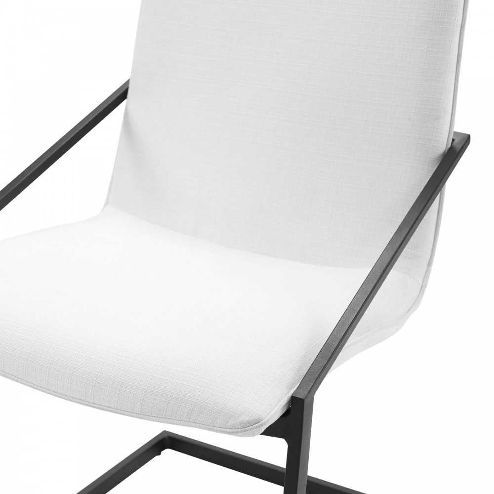 Pitch Dining Armchair Upholstered Fabric Set of 2, Black White