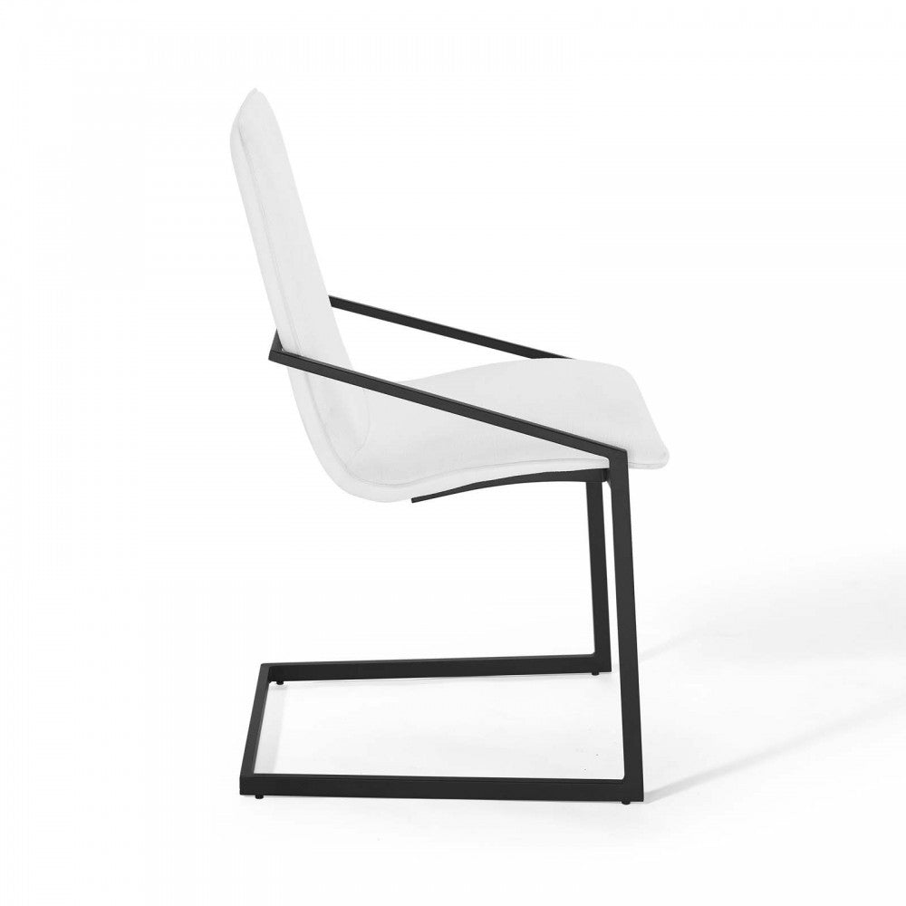 Pitch Dining Armchair Upholstered Fabric Set of 2, Black White