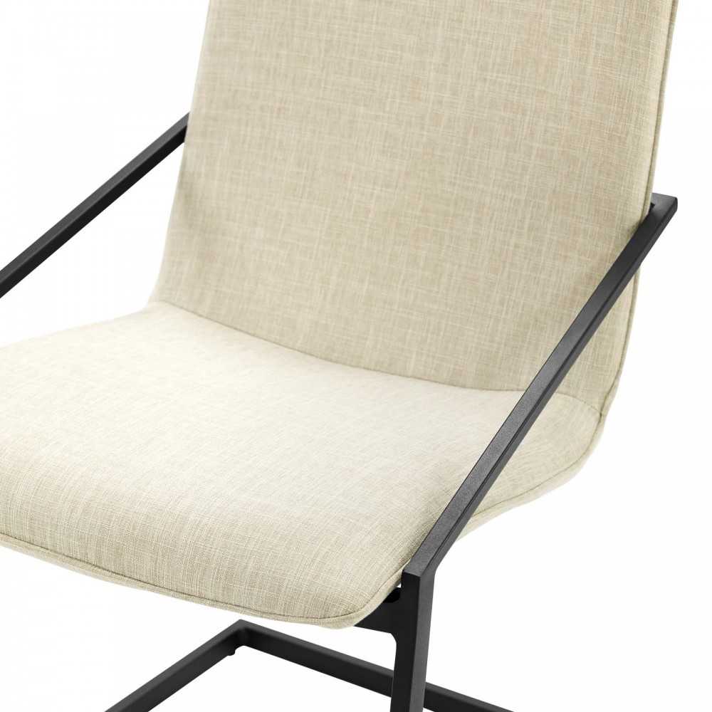 Pitch Dining Armchair Upholstered Fabric Set of 2, Black Beige