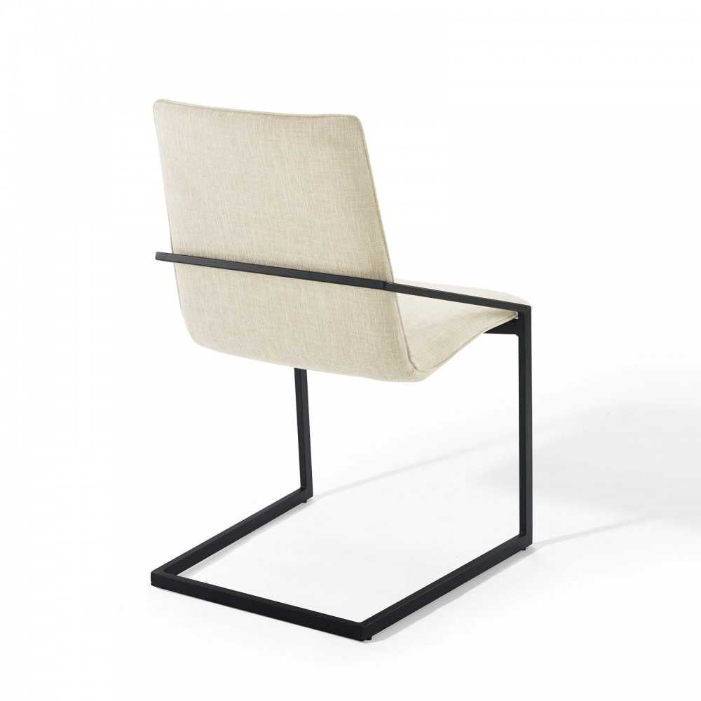 Pitch Dining Armchair Upholstered Fabric Set of 2, Black Beige