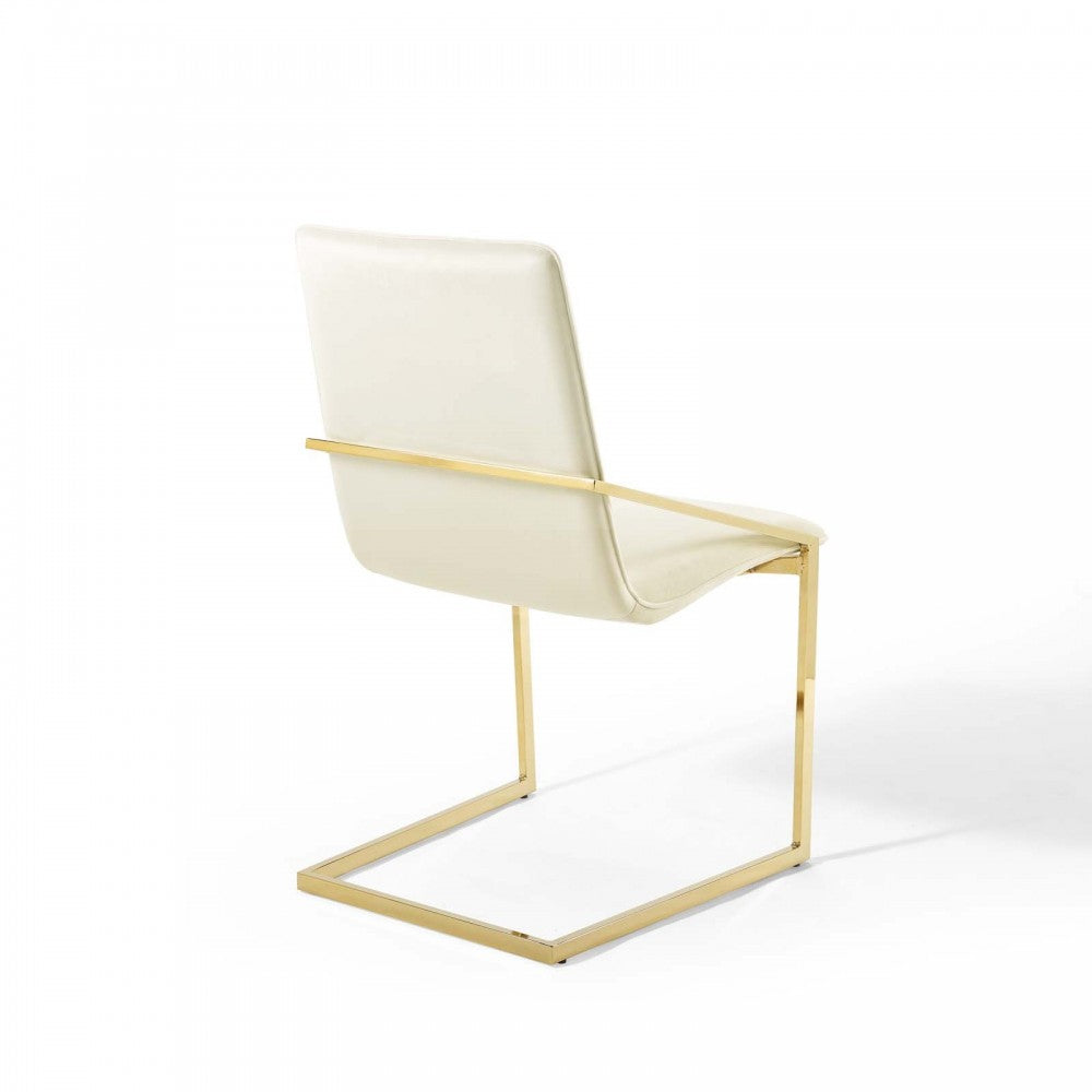 Pitch Performance Velvet Dining Armchair, Gold Ivory