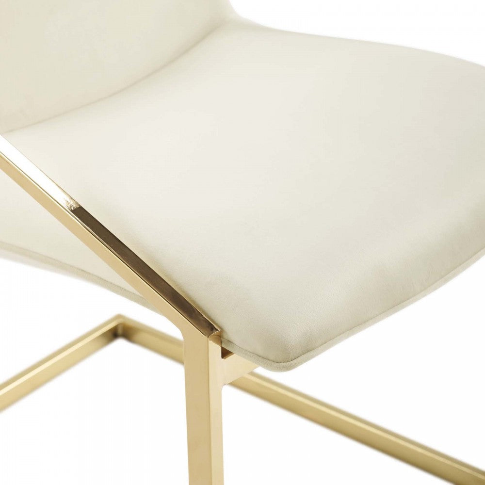 Pitch Performance Velvet Dining Armchair, Gold Ivory