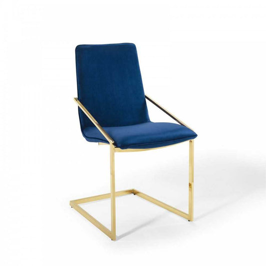 Pitch Performance Velvet Dining Armchair, Gold Navy
