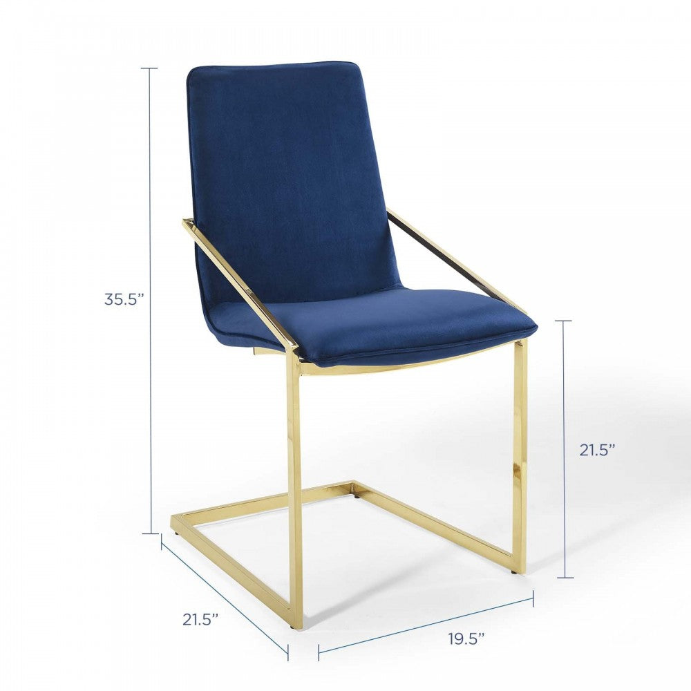 Pitch Performance Velvet Dining Armchair, Gold Navy