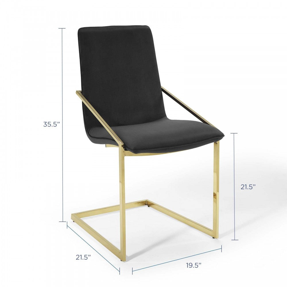 Pitch Performance Velvet Dining Armchair, Gold Black