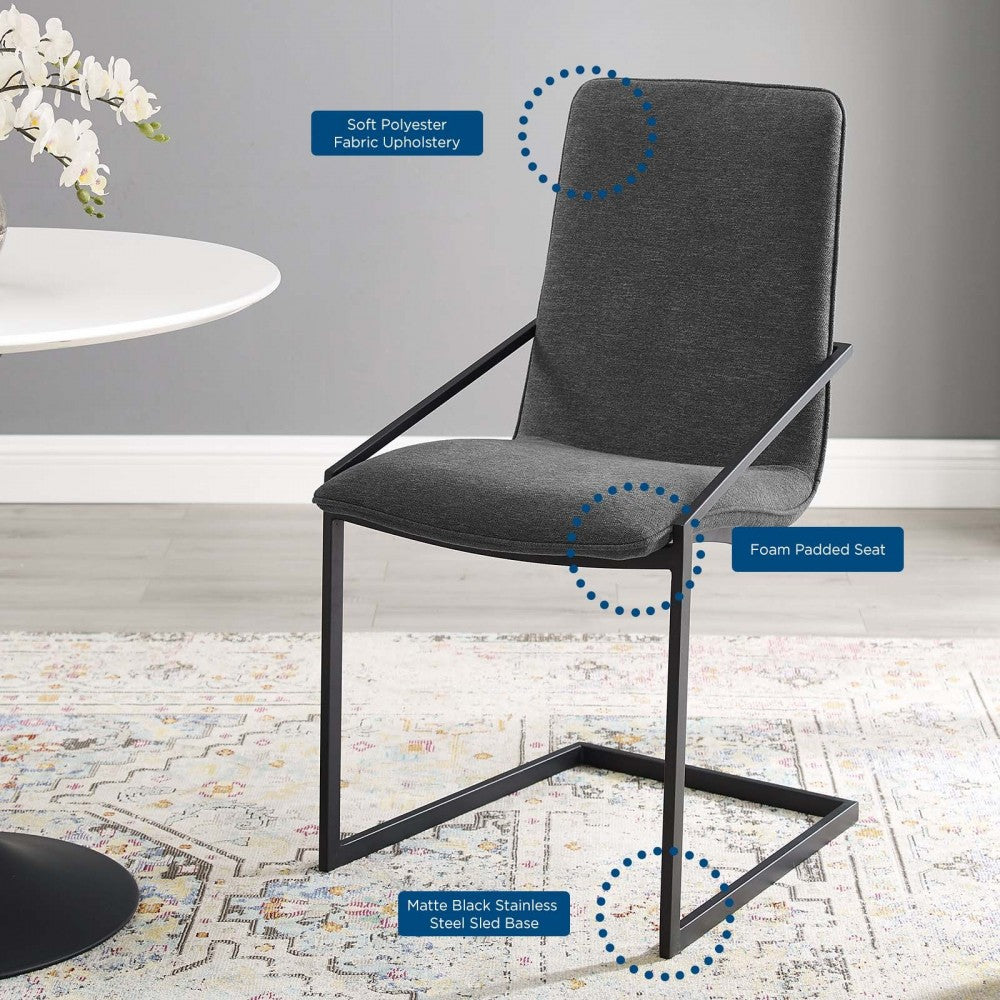 Pitch Upholstered Fabric Dining Armchair, Black Charcoal