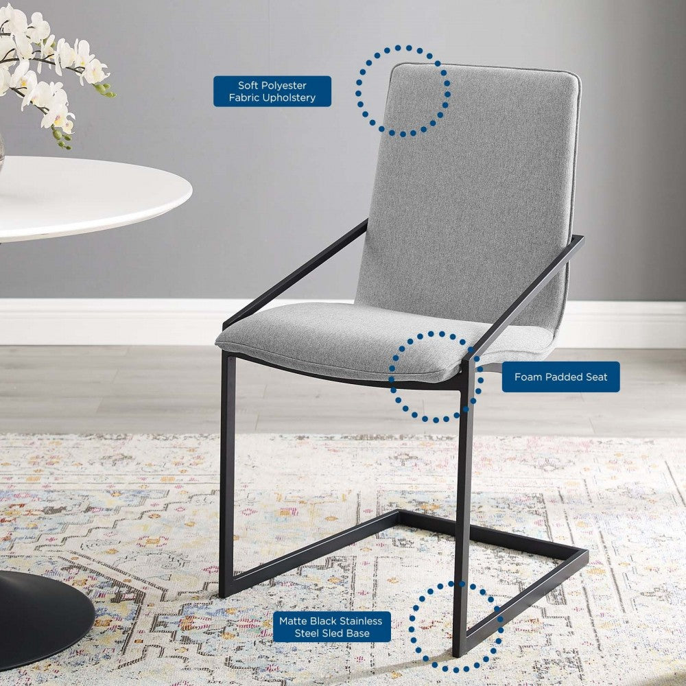 Pitch Upholstered Fabric Dining Armchair, Black Light Gray
