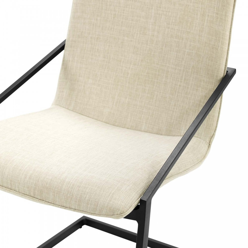 Pitch Upholstered Fabric Dining Armchair, Black Beige