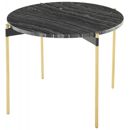 Pixie Black Wood Vein Stone Side Table, HGNA487