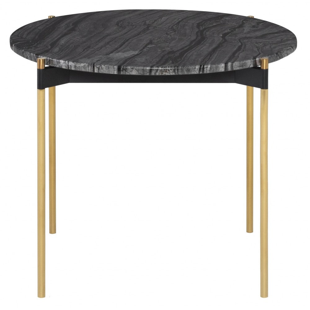 Pixie Black Wood Vein Stone Side Table, HGNA487