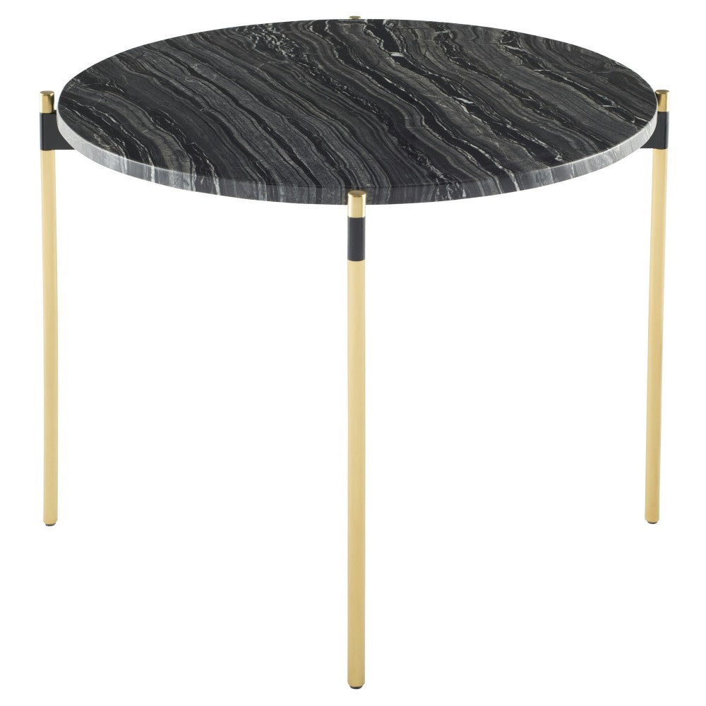 Pixie Black Wood Vein Stone Side Table, HGNA487