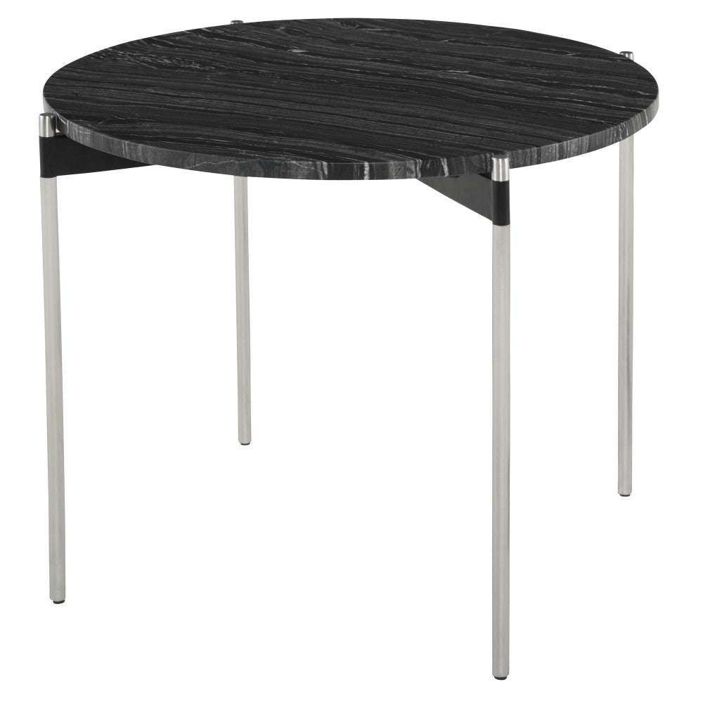 Pixie Black Wood Vein Stone Side Table, HGNA489