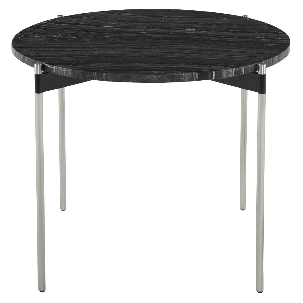 Pixie Black Wood Vein Stone Side Table, HGNA489