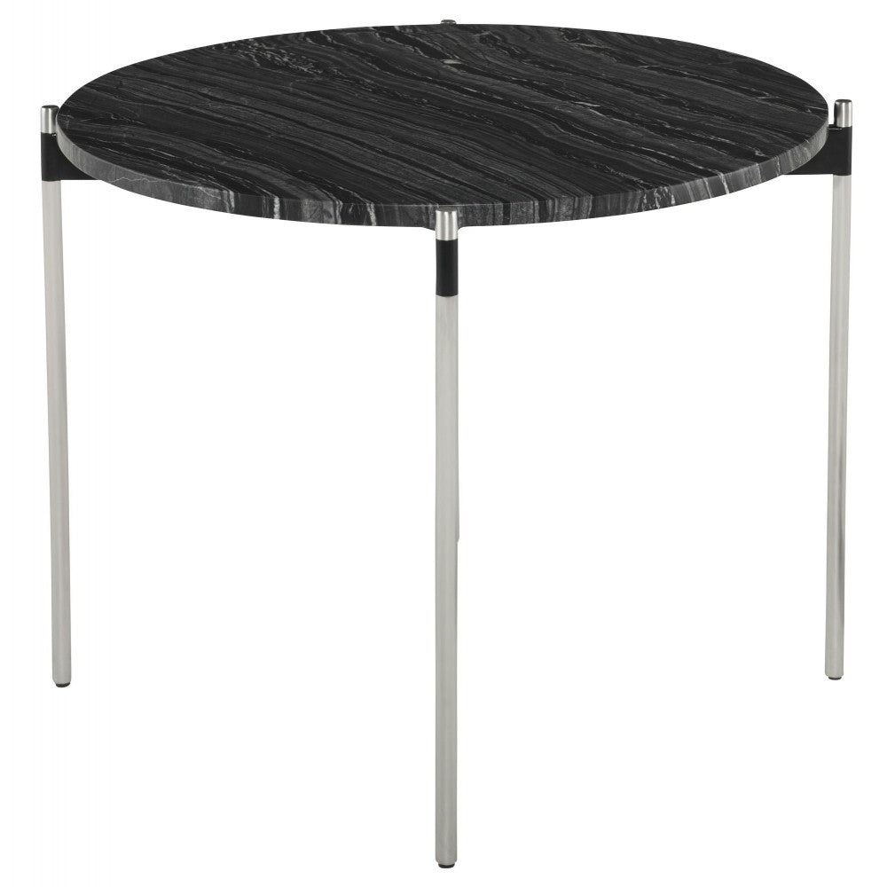 Pixie Black Wood Vein Stone Side Table, HGNA489