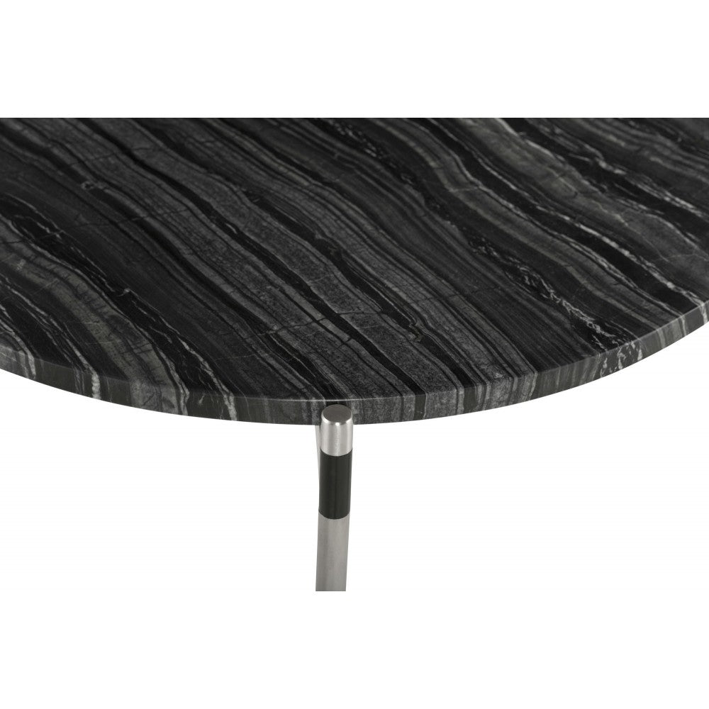 Pixie Black Wood Vein Stone Side Table, HGNA489