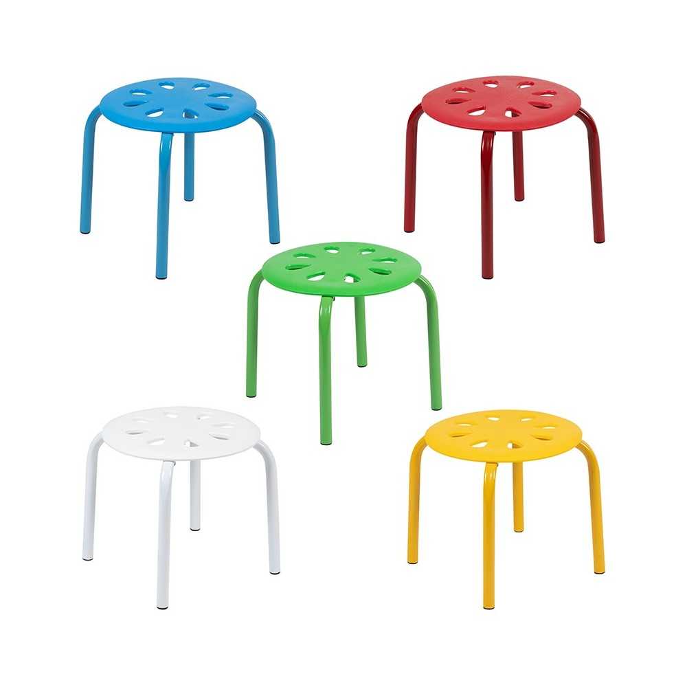 Plastic Nesting Stack Stools, 11.5"Height, Assorted Colors (5 Pack)