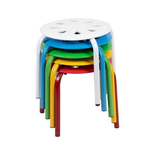Plastic Nesting Stack Stools, 11.5"Height, Assorted Colors (5 Pack)