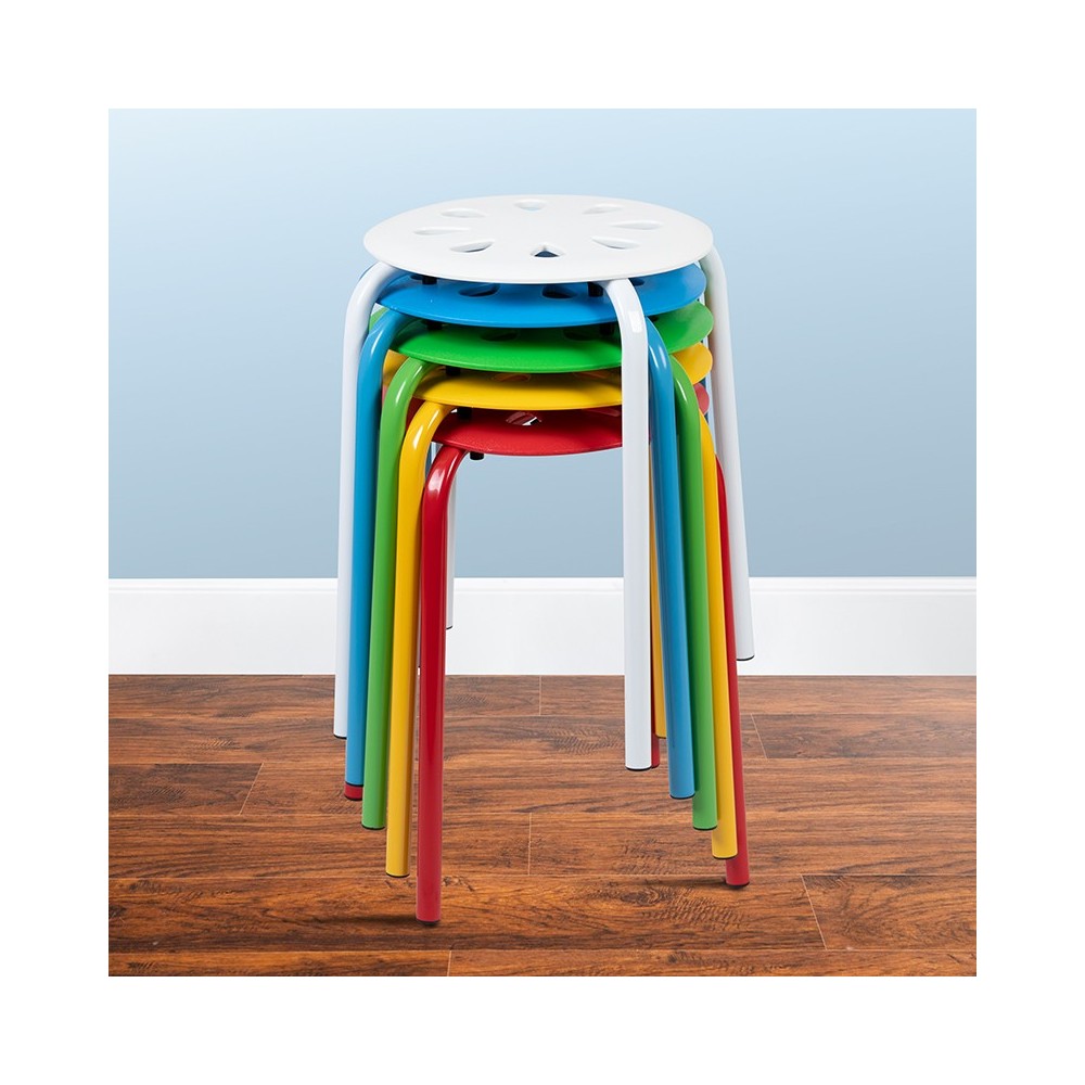 Plastic Nesting Stack Stools, 17.5"Height, Assorted Colors (5 Pack)