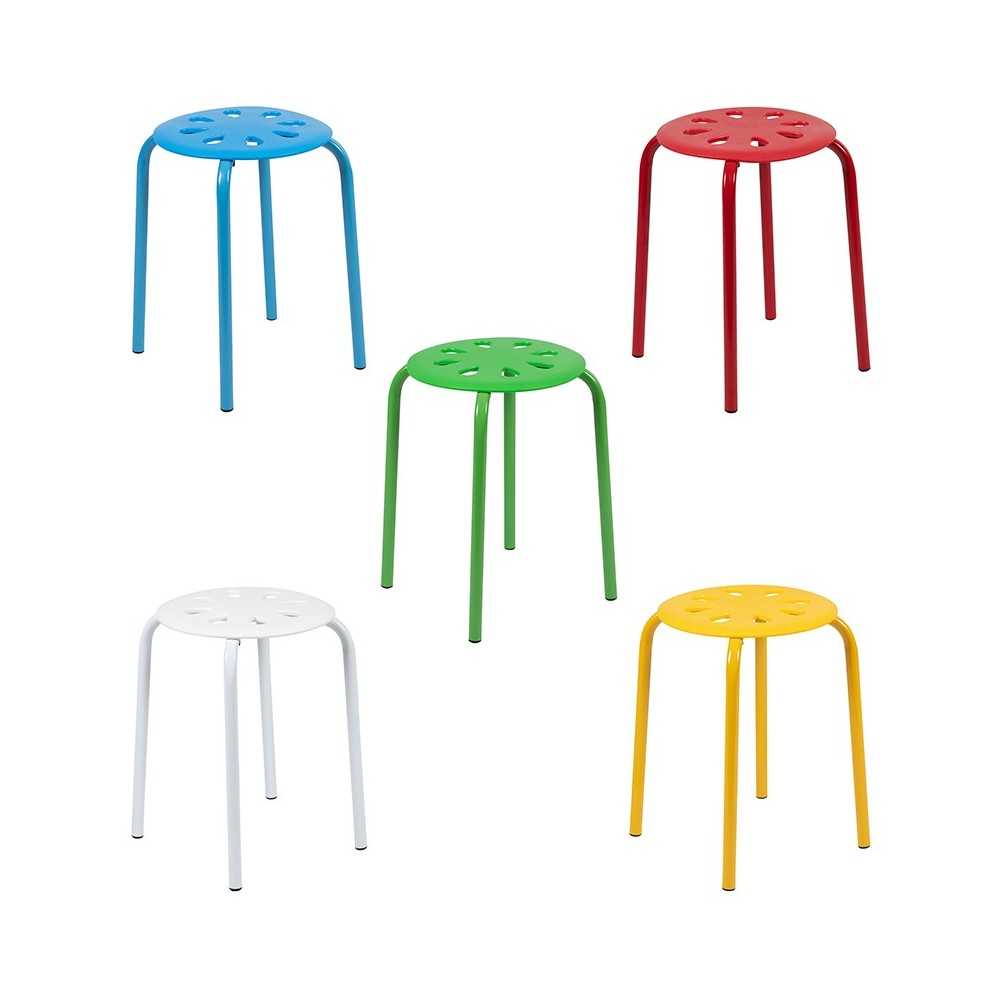 Plastic Nesting Stack Stools, 17.5"Height, Assorted Colors (5 Pack)