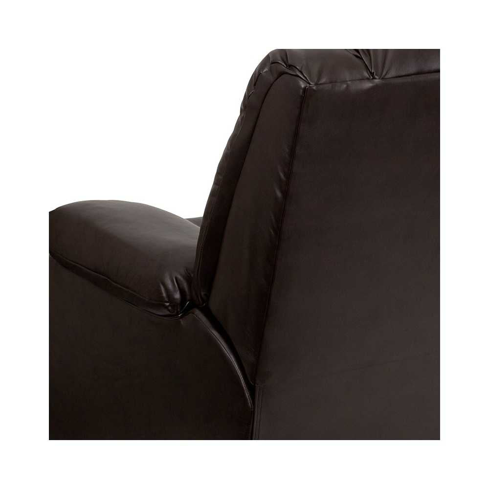 Plush Brown LeatherSoft Lever Rocker Recliner with Padded Arms
