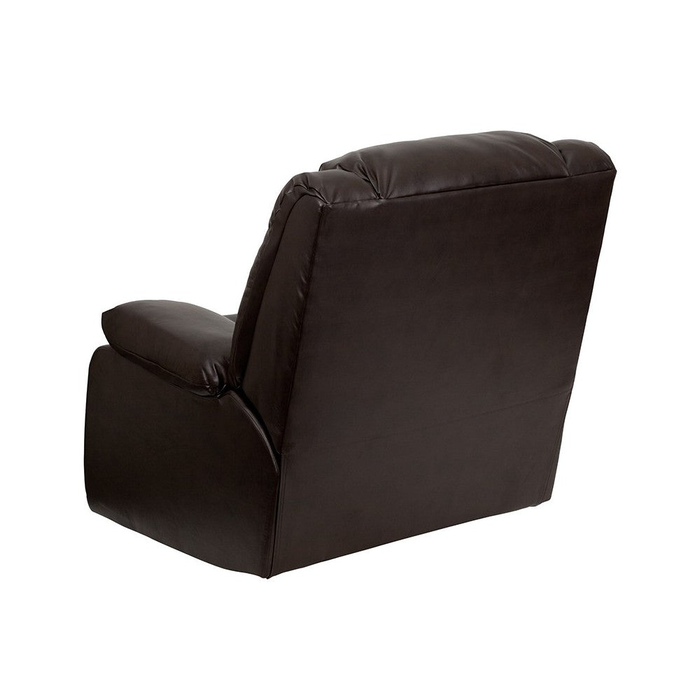Plush Brown LeatherSoft Lever Rocker Recliner with Padded Arms