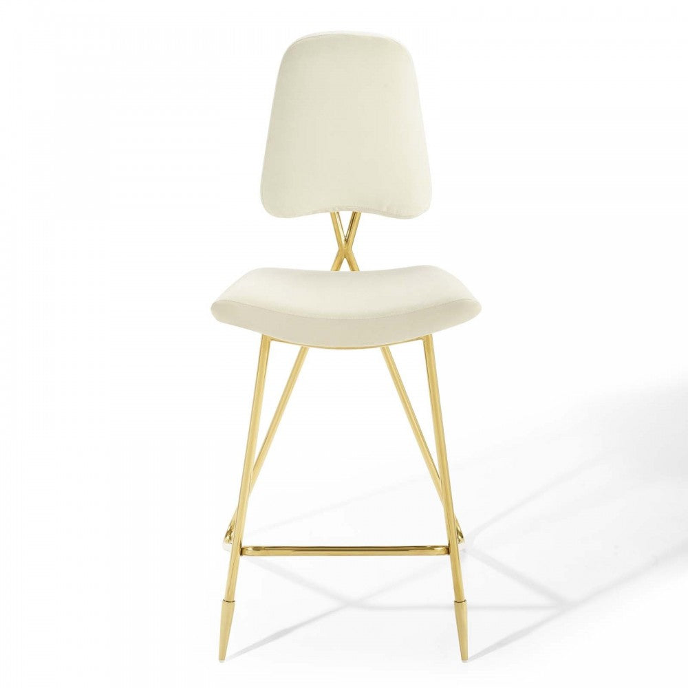 Ponder Bar Stool Performance Velvet Set of 2, Ivory