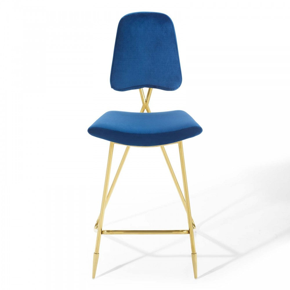 Ponder Bar Stool Performance Velvet Set of 2, Navy