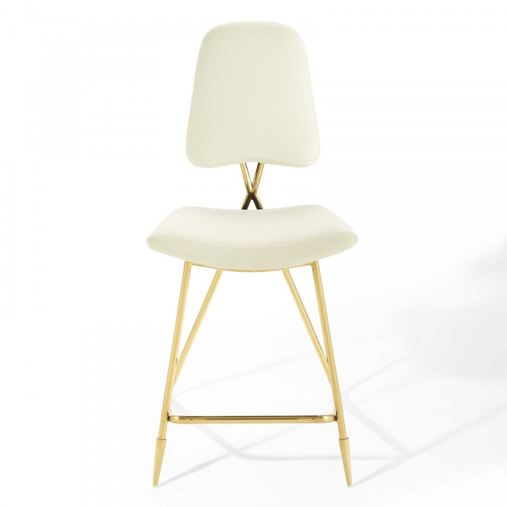 Ponder Counter Stool Performance Velvet Set of 2, Ivory