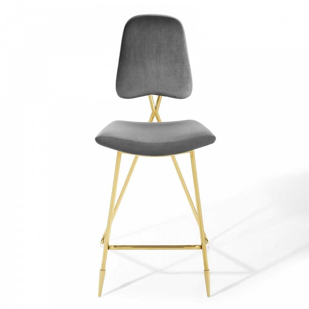 Ponder Performance Velvet Bar Stool, Gray