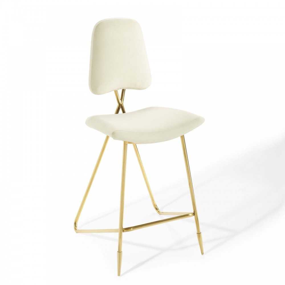 Ponder Performance Velvet Bar Stool, Ivory