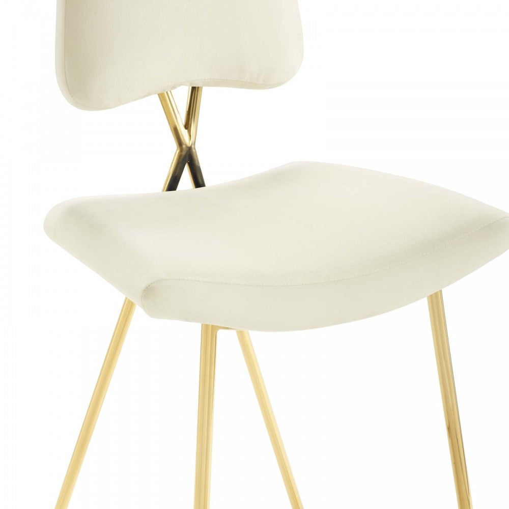 Ponder Performance Velvet Bar Stool, Ivory