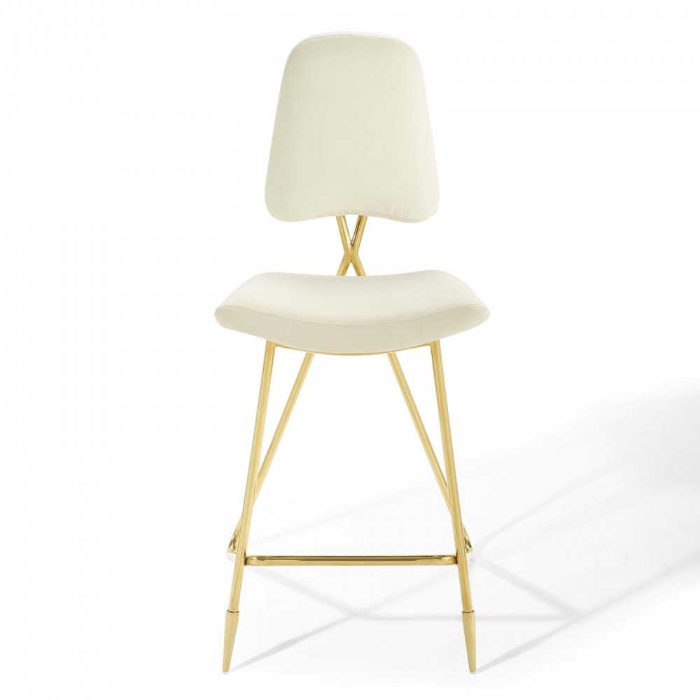 Ponder Performance Velvet Bar Stool, Ivory