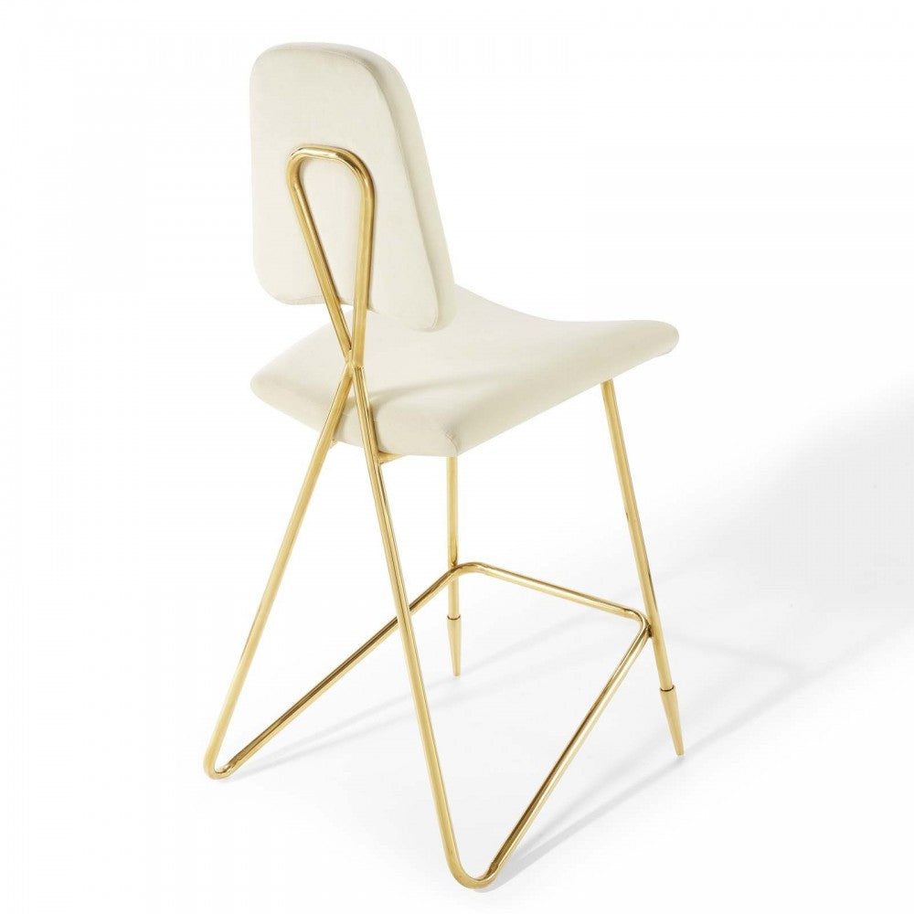 Ponder Performance Velvet Bar Stool, Ivory