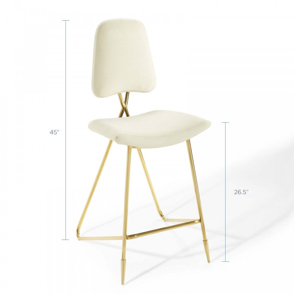 Ponder Performance Velvet Bar Stool, Ivory