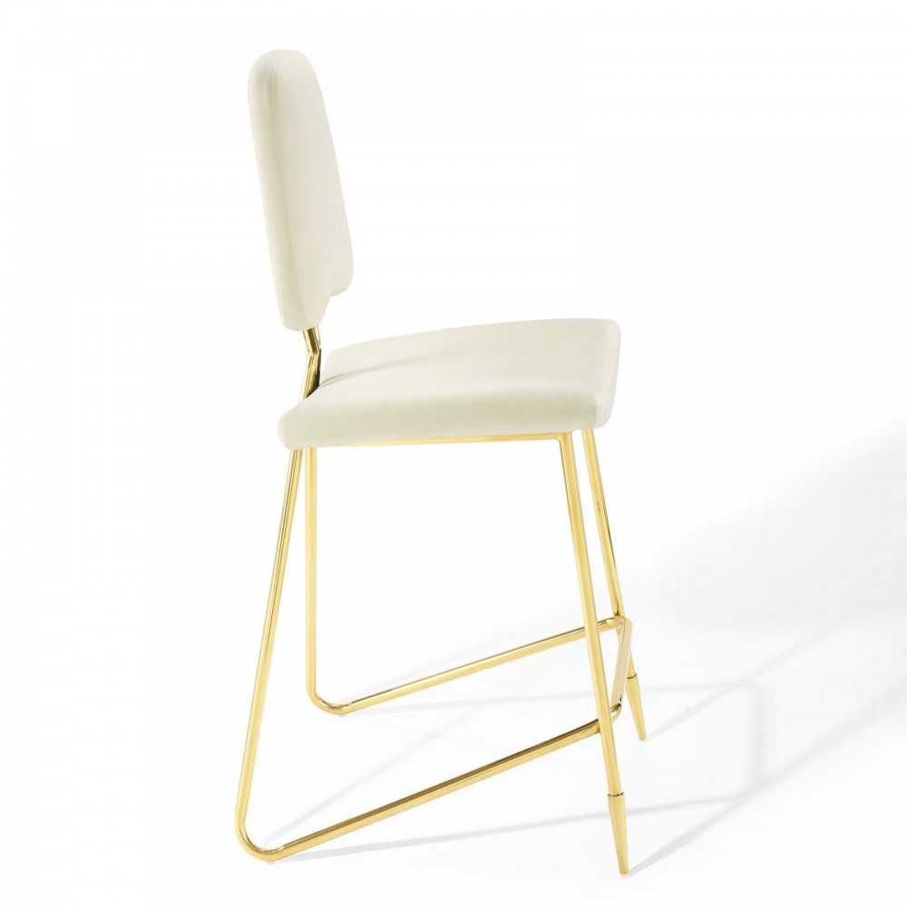 Ponder Performance Velvet Bar Stool, Ivory